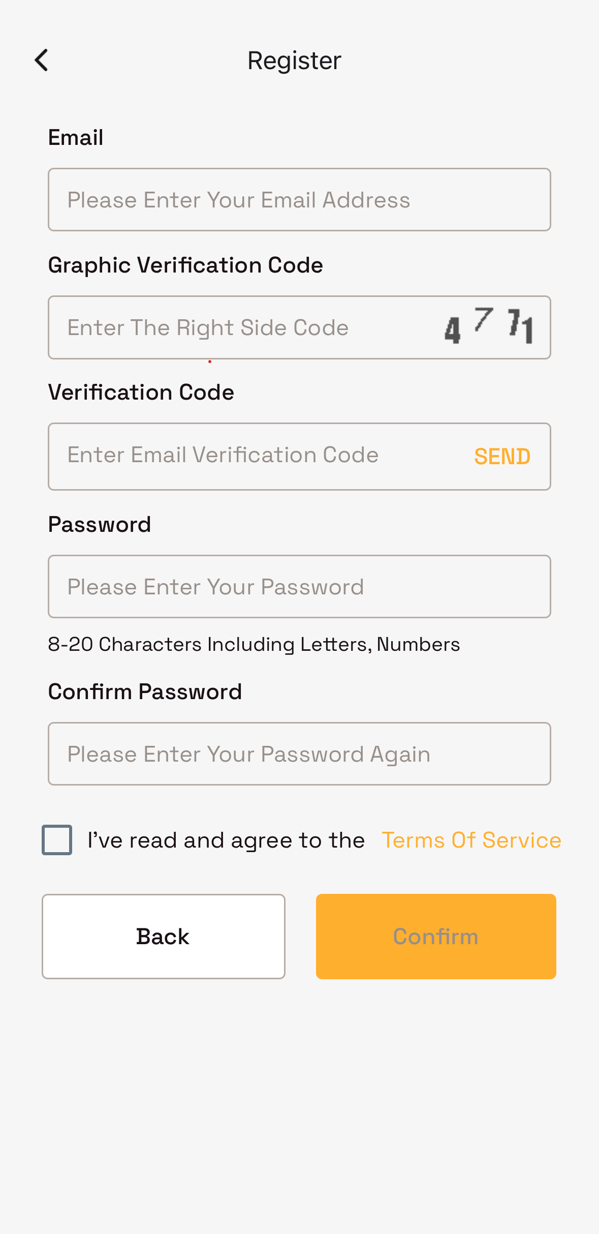 Admin register form